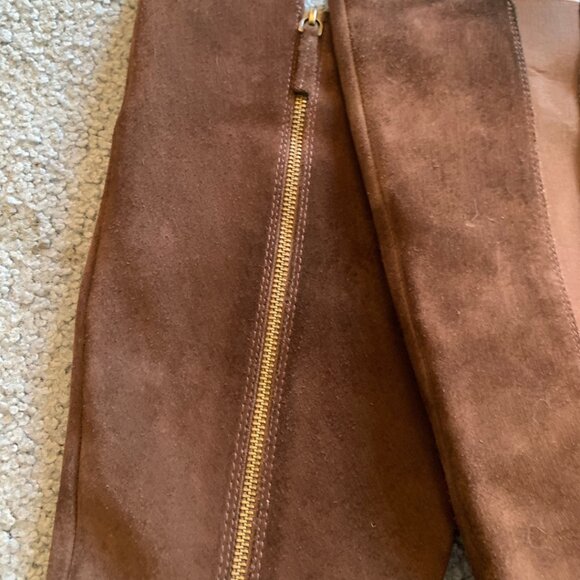 CROWN VINTAGE BROWN LEATHER OVER-THE-KNEE RIDING BOOTS - SIZE 7.5 - Picture 6 of 12